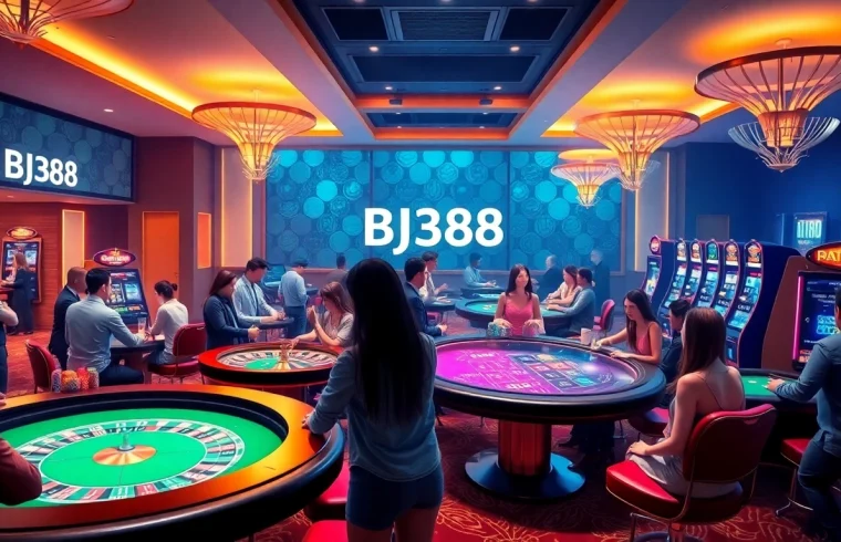 Experience thrilling gameplay at BJ388, featuring vibrant casino tables and high-stakes action.
