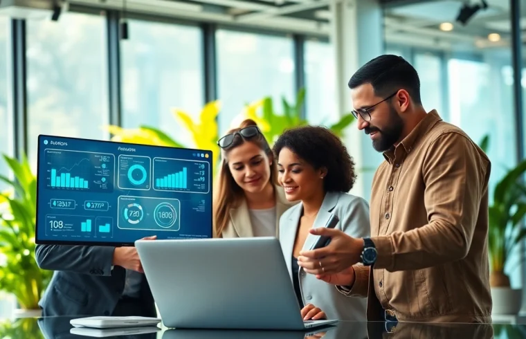 Business automation experts near me collaborating in a modern office environment.