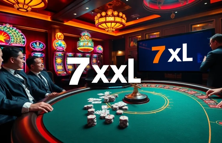 Players enjoying a thrilling game at the 7xl poker table in a glamorous casino setting.