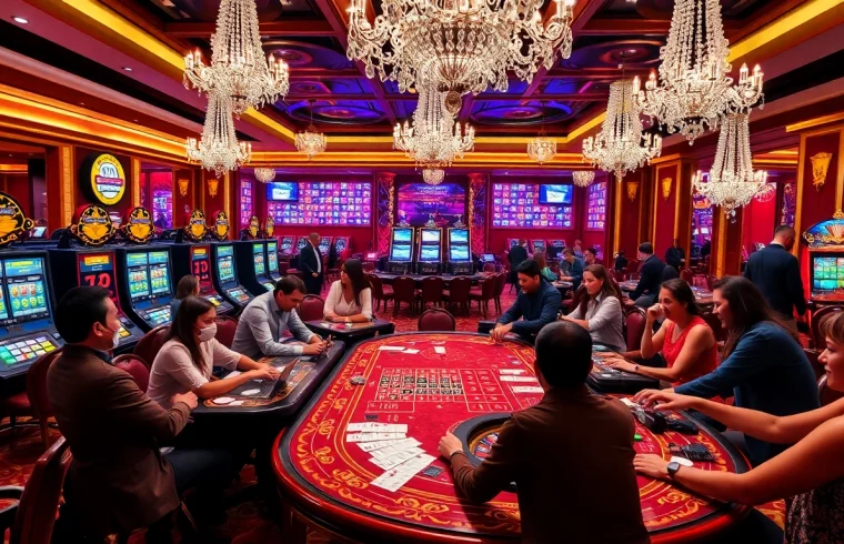 Engaged players experiencing the thrilling atmosphere of casino games from https://hanoiculturetravel.com/ while enjoying poker and roulette tables.
