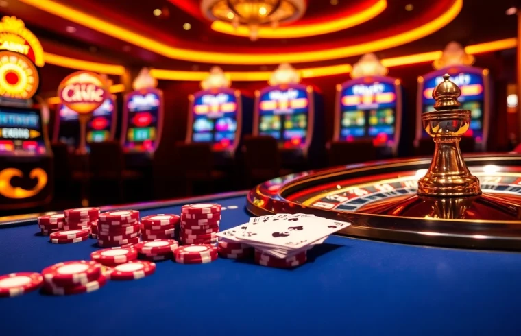 Experience the excitement of rr88.se.net with luxurious casino tables, vibrant poker chips, and roulette wheels.