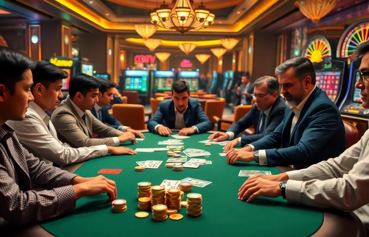 Banca-themed poker game showcasing strategy and excitement in a luxury casino setting.