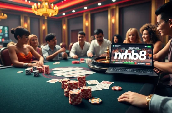 Experience the excitement of nh88 with players enjoying a vibrant casino poker game.