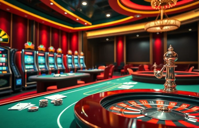 Exciting home jili7 online casino gaming interface with poker tables and slot machines.