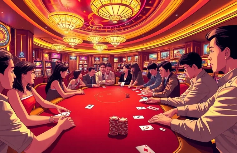 Experience excitement at U 888 casino with vibrant slot machines and poker tables.