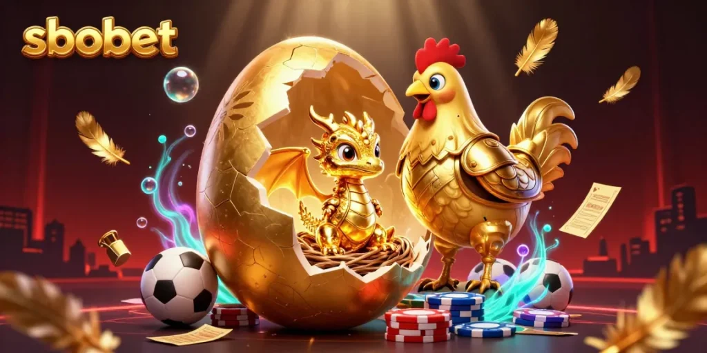 Bet on sbobet with golden dragon and vibrant casino elements creating excitement.